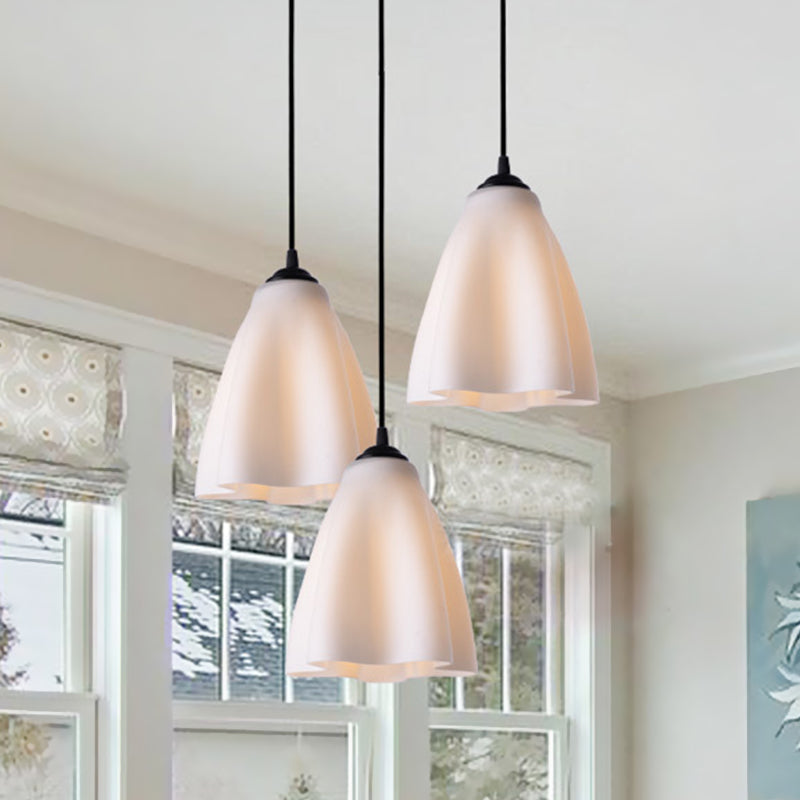 Modernisme Flower Cluster Pendant Light Rose Gold Glass Salon Room Hanging Lamping, Cauve linéaire / ronde