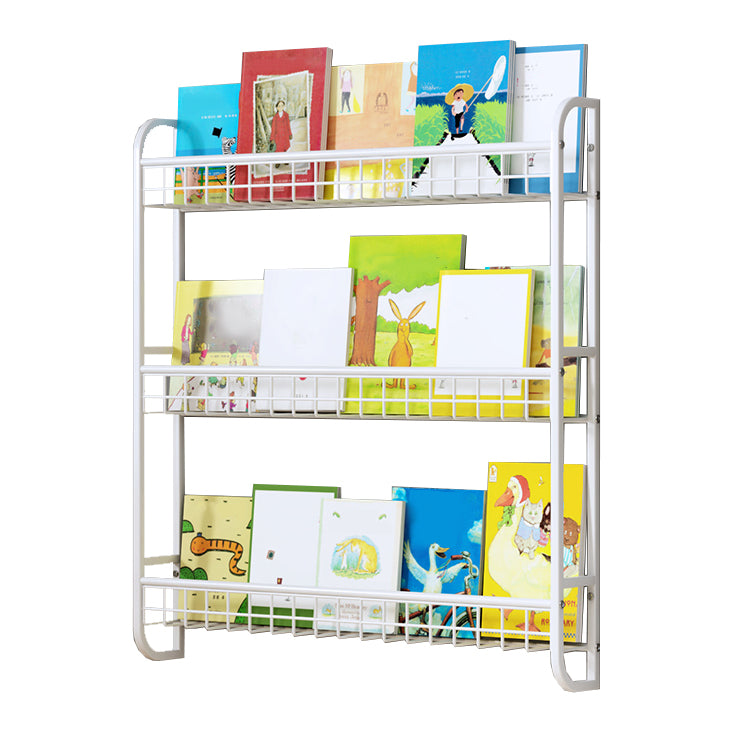 4.57"W Bookshelf Contemporary Style Wall Mounted Pure White Bookcase for Study Room