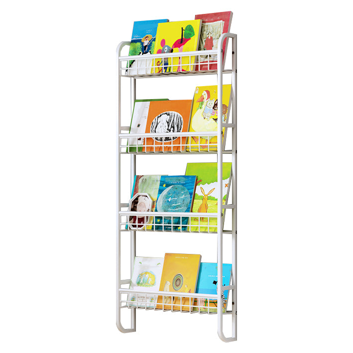 4.57"W Bookshelf Contemporary Style Wall Mounted Pure White Bookcase for Study Room