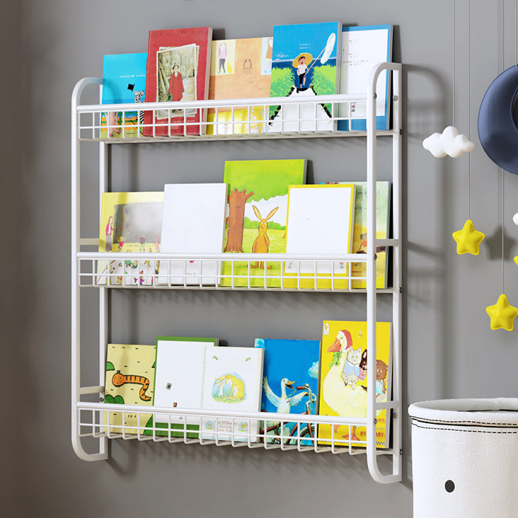 4.57"W Bookshelf Contemporary Style Wall Mounted Pure White Bookcase for Study Room