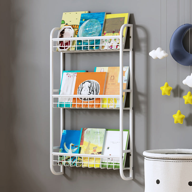 4.57"W Bookshelf Contemporary Style Wall Mounted Pure White Bookcase for Study Room