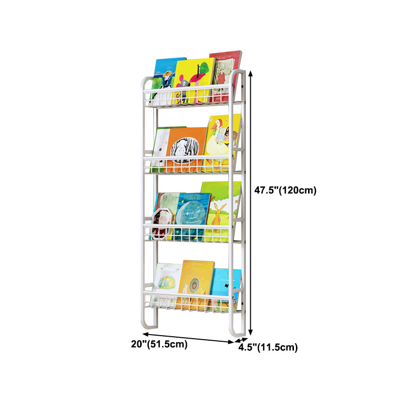 4.57"W Bookshelf Contemporary Style Wall Mounted Pure White Bookcase for Study Room