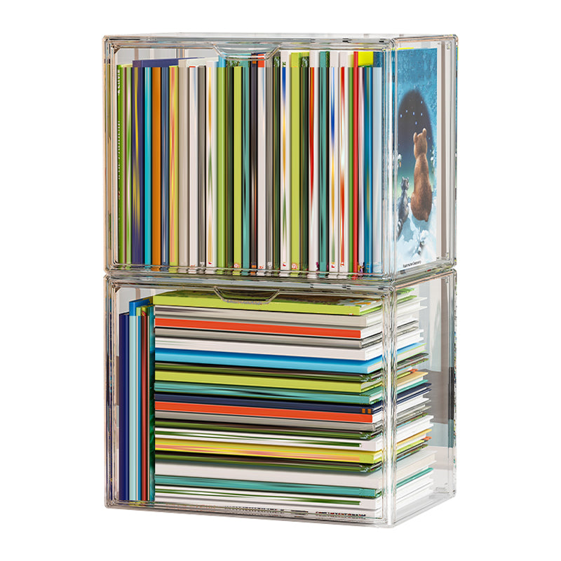 Modern Style Bookshelf Stackable Plastic Bookcase for Home Office