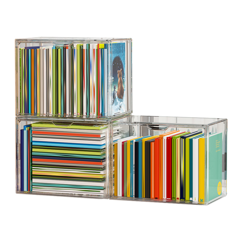 Modern Style Bookshelf Stackable Plastic Bookcase for Home Office