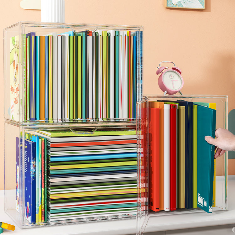 Modern Style Bookshelf Stackable Plastic Bookcase for Home Office