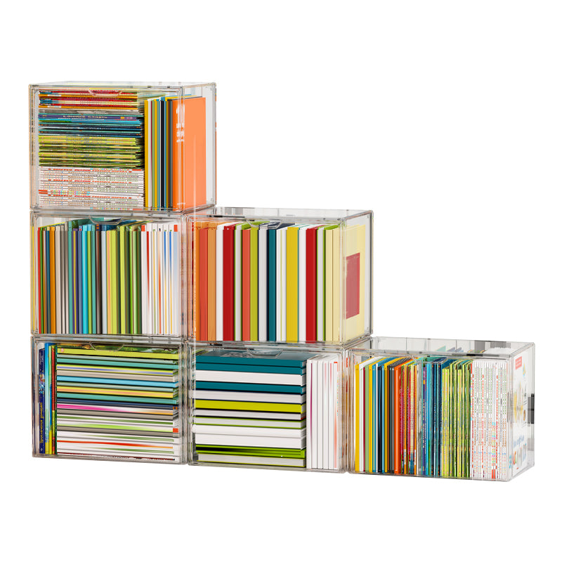 Modern Style Bookshelf Stackable Plastic Bookcase for Home Office