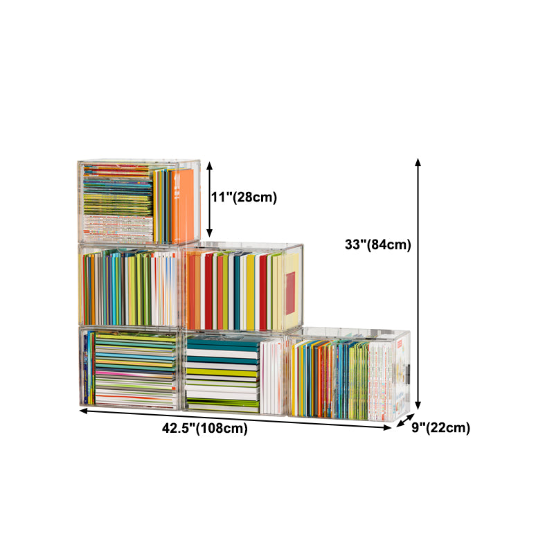 Modern Style Bookshelf Stackable Plastic Bookcase for Home Office