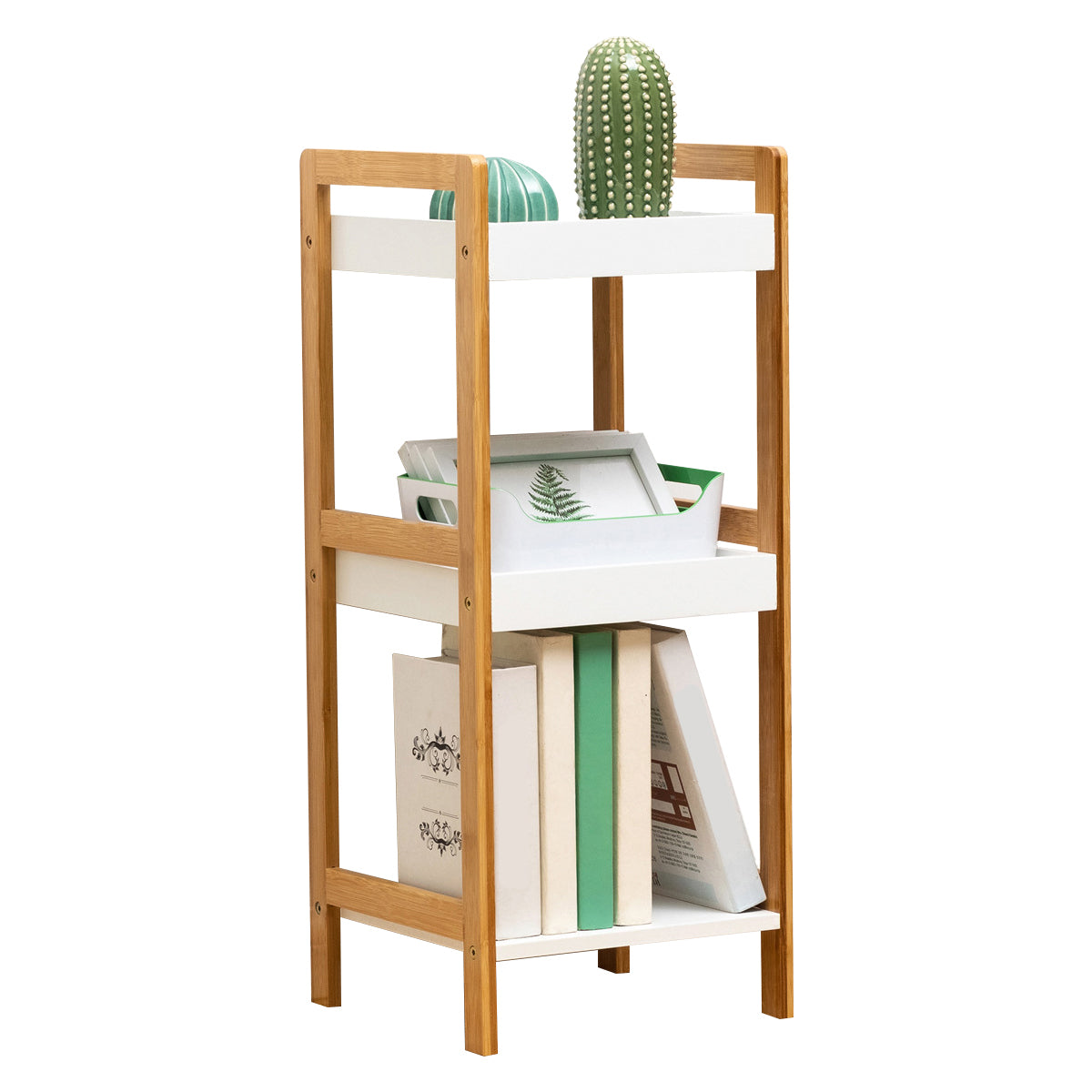 Wooden Open Bookshelf Modern Rectangle Bookcase with Shelves