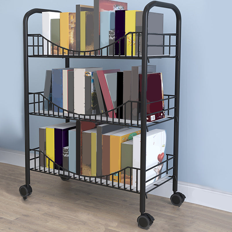 Industrial Metal Geometric Bookcase Open Back Bookcase with Wheels