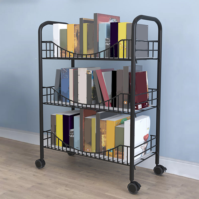 Industrial Metal Geometric Bookcase Open Back Bookcase with Wheels