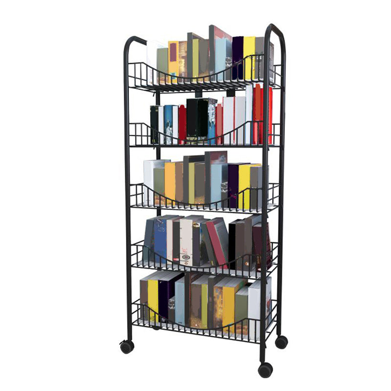 Industrial Metal Geometric Bookcase Open Back Bookcase with Wheels