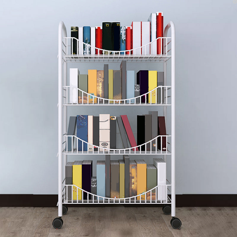 Industrial Metal Geometric Bookcase Open Back Bookcase with Wheels