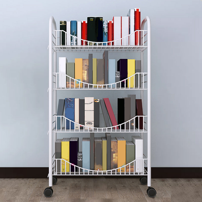Industrial Metal Geometric Bookcase Open Back Bookcase with Wheels