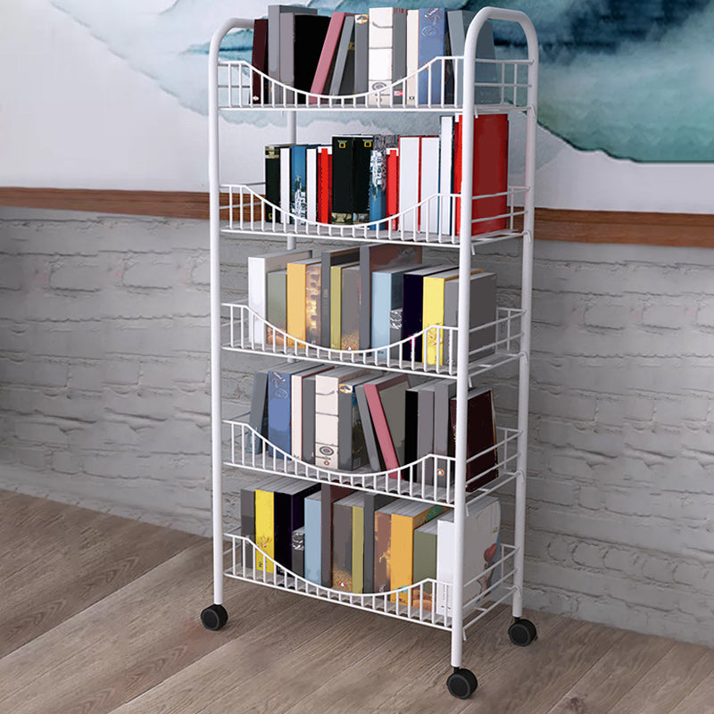 Industrial Metal Geometric Bookcase Open Back Bookcase with Wheels