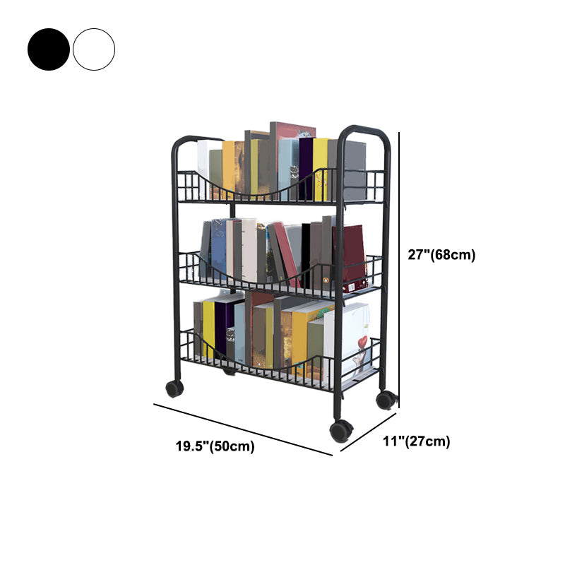 Industrial Metal Geometric Bookcase Open Back Bookcase with Wheels