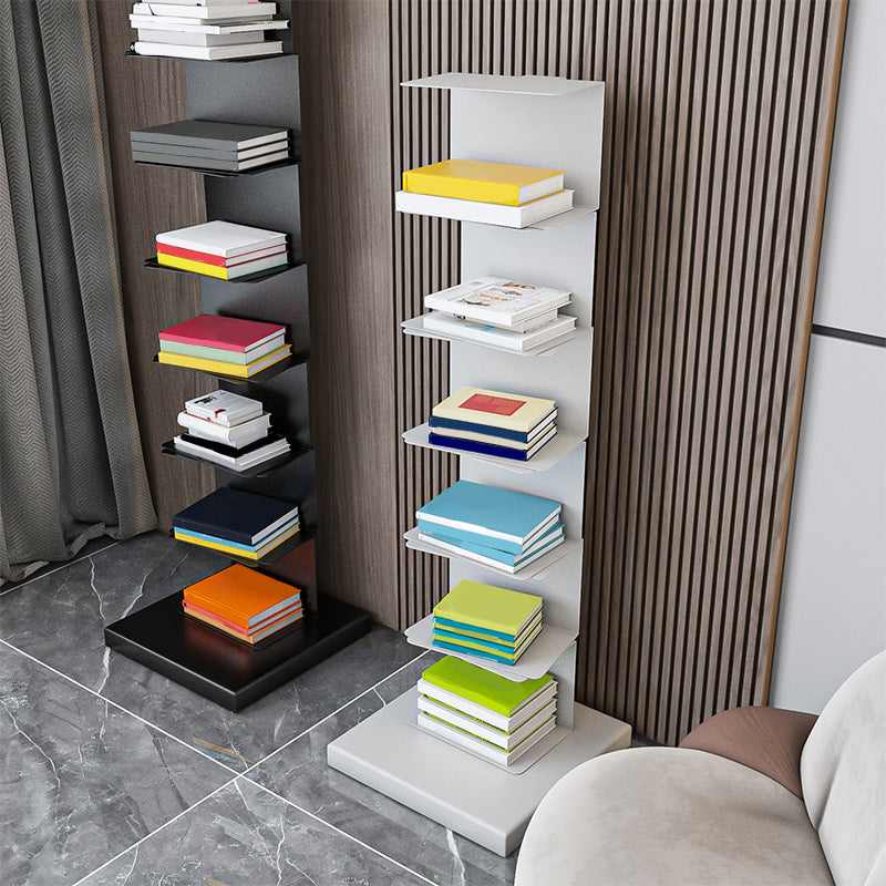 Metal Closed Back Geometric Bookcase Contemporary Style Book Shelf