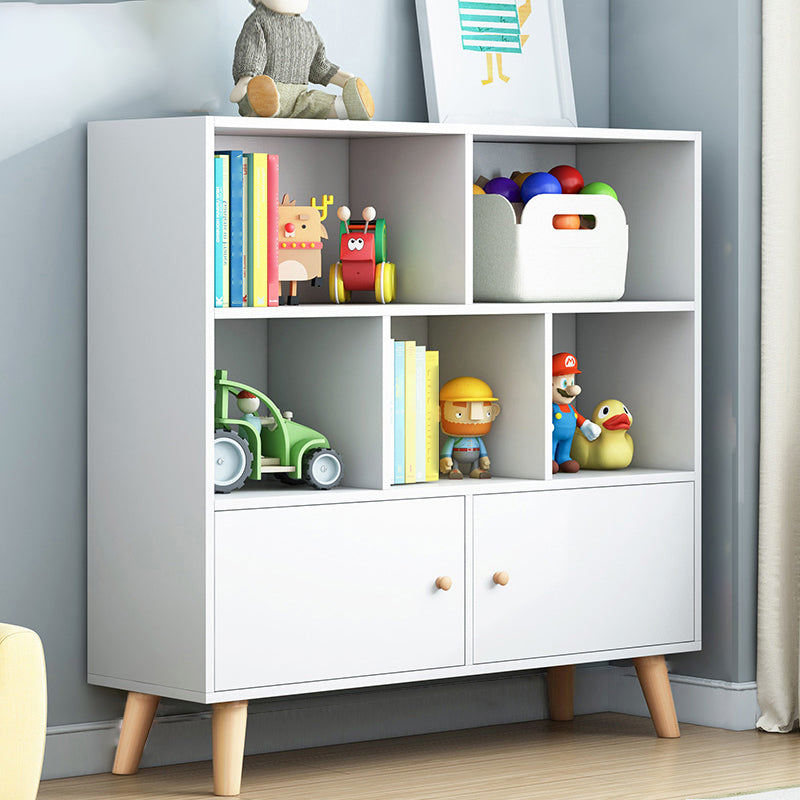 Scandinavian Manufactured Wood Bookcase Closed Back Bookcase with Doors