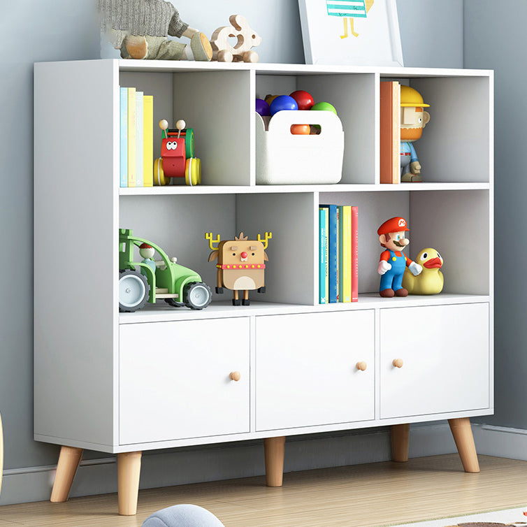 Scandinavian Manufactured Wood Bookcase Closed Back Bookcase with Doors