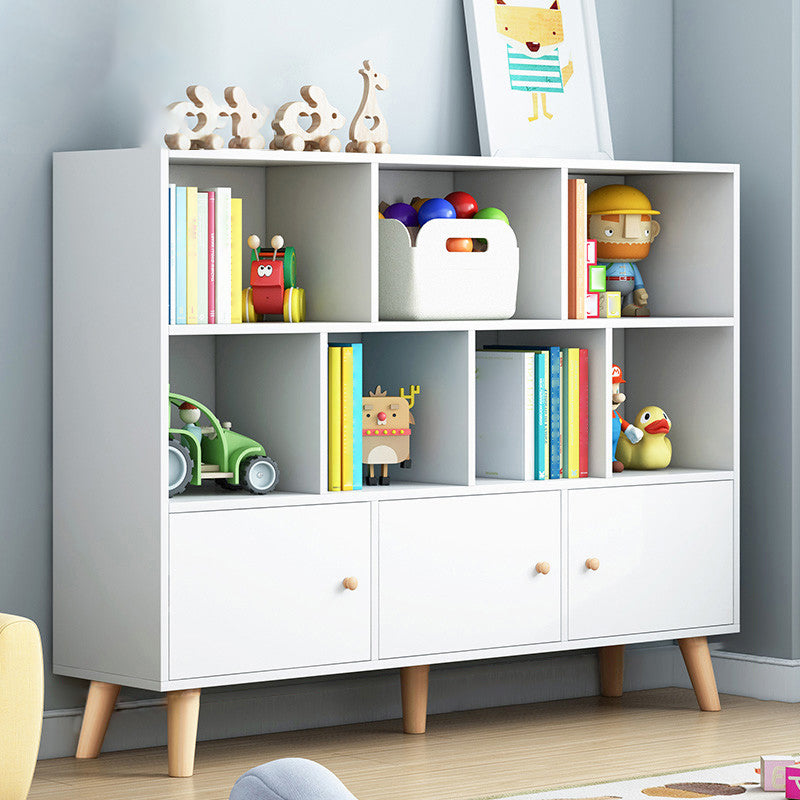 Scandinavian Manufactured Wood Bookcase Closed Back Bookcase with Doors