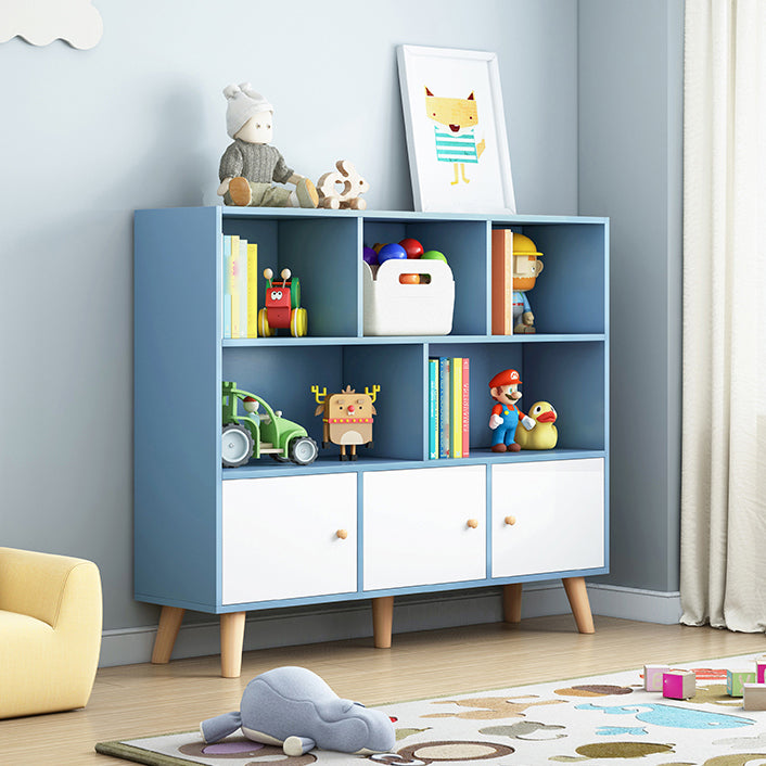 Scandinavian Manufactured Wood Bookcase Closed Back Bookcase with Doors