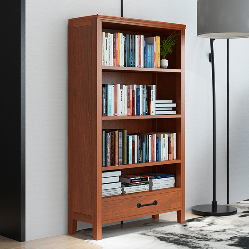 Scandinavian Rubber Wood Standard Bookshelf Closed Back Vertical Bookshelf