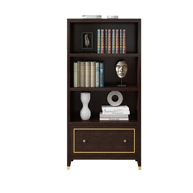 Vertical Glam Standard Bookcase Beech Closed Back Bookcase with Drawer