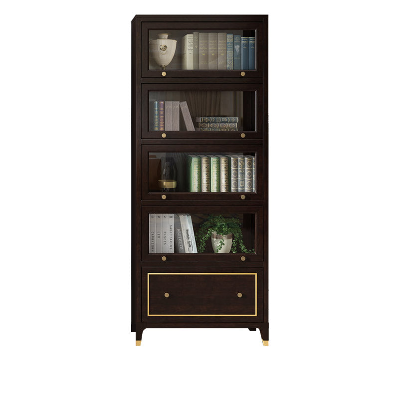 Vertical Glam Standard Bookcase Beech Closed Back Bookcase with Drawer