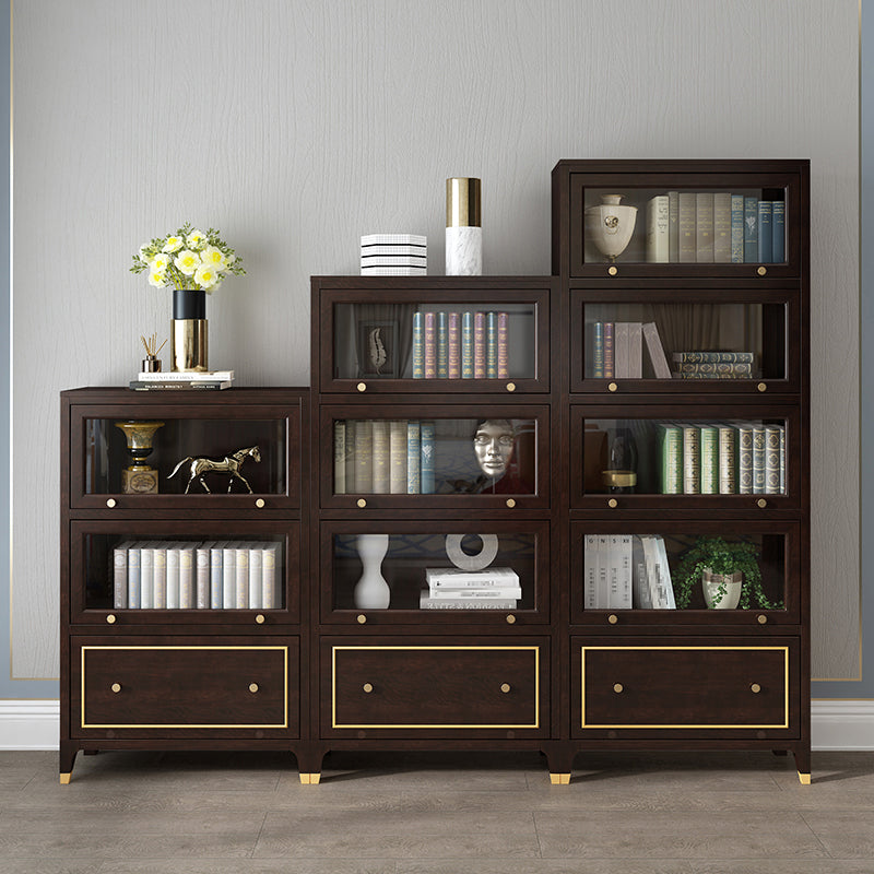 Vertical Glam Standard Bookcase Beech Closed Back Bookcase with Drawer