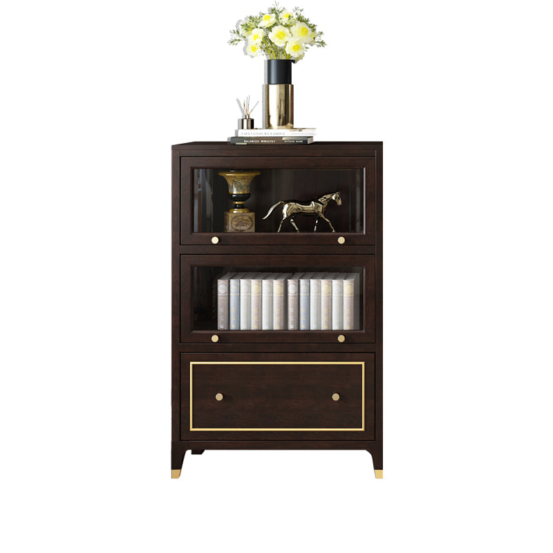 Vertical Glam Standard Bookcase Beech Closed Back Bookcase with Drawer