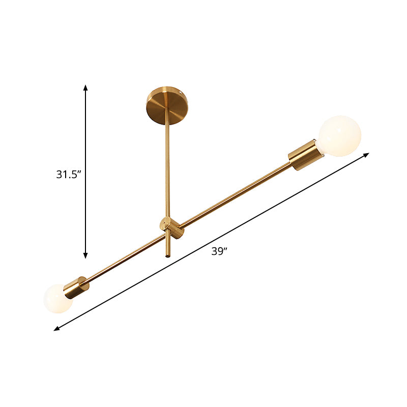 Brass Light Light Kit appeso Post moderno lampada a sospensione lampadario a 2 bulbi per soggiorno per soggiorno