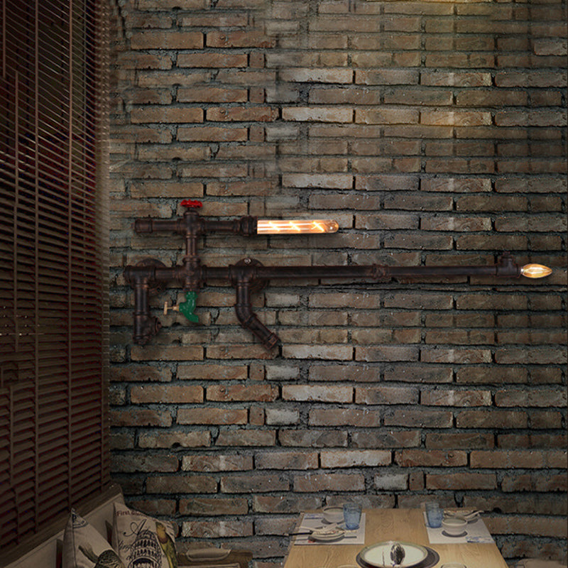 2 lichten Wandlichtpistoolvormig metaal industriële woonkamer SCONCE LICHTING BELANGTE IN ZWART