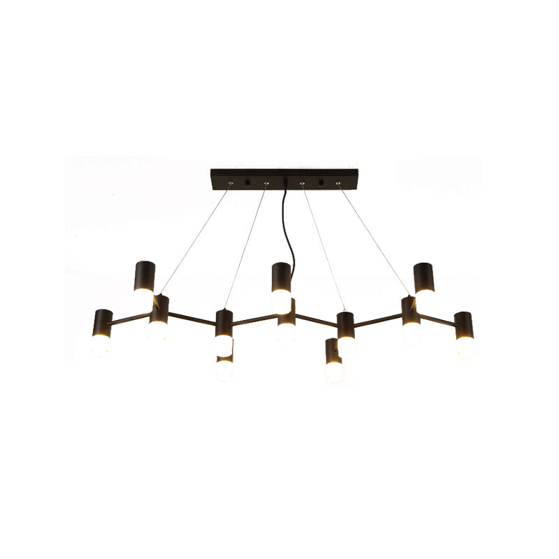 Suspension de branche finale noire Lumière Ctemporain Métal de 12 tâches Chandelier suspendu avec design linéaire