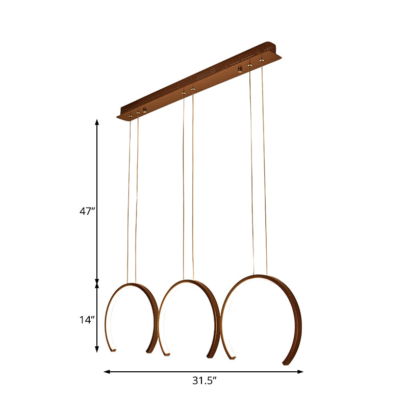 Acryl C-Form Pendelleuchten Leuchtanlage Einfacher Stil Weiß/Kaffee-LED-Decke für Speisesaal