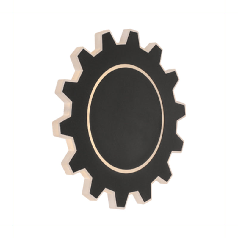 Einfacher Stil Zahnrad Wandleuchte helles Acrylschwarz/weiße LED -Nachtwandhalterlicht in warmem/weißem Licht