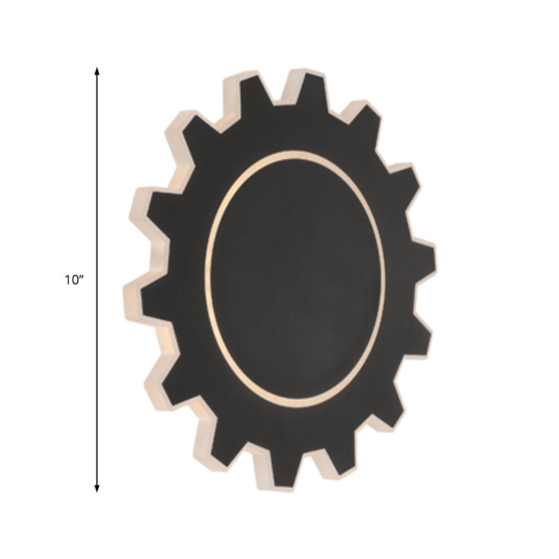 Simple Style Gear Wall Sconce Light Acrylic Black/White LED Bedside Wall Mount Light in Warm/White Light