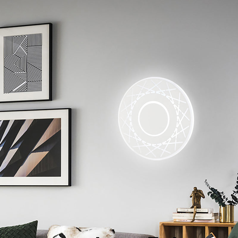 Luce da parete del disco acrilico Contemporaneo Lampada con applique a LED in bianco/nero in luce calda/bianca per soggiorno