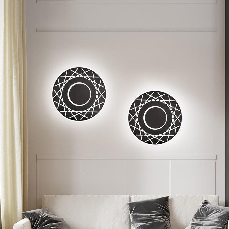 Luce da parete del disco acrilico Contemporaneo Lampada con applique a LED in bianco/nero in luce calda/bianca per soggiorno