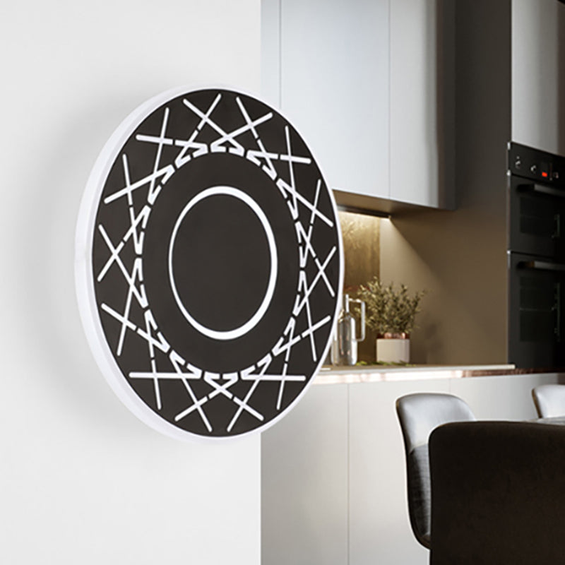 Luce da parete del disco acrilico Contemporaneo Lampada con applique a LED in bianco/nero in luce calda/bianca per soggiorno