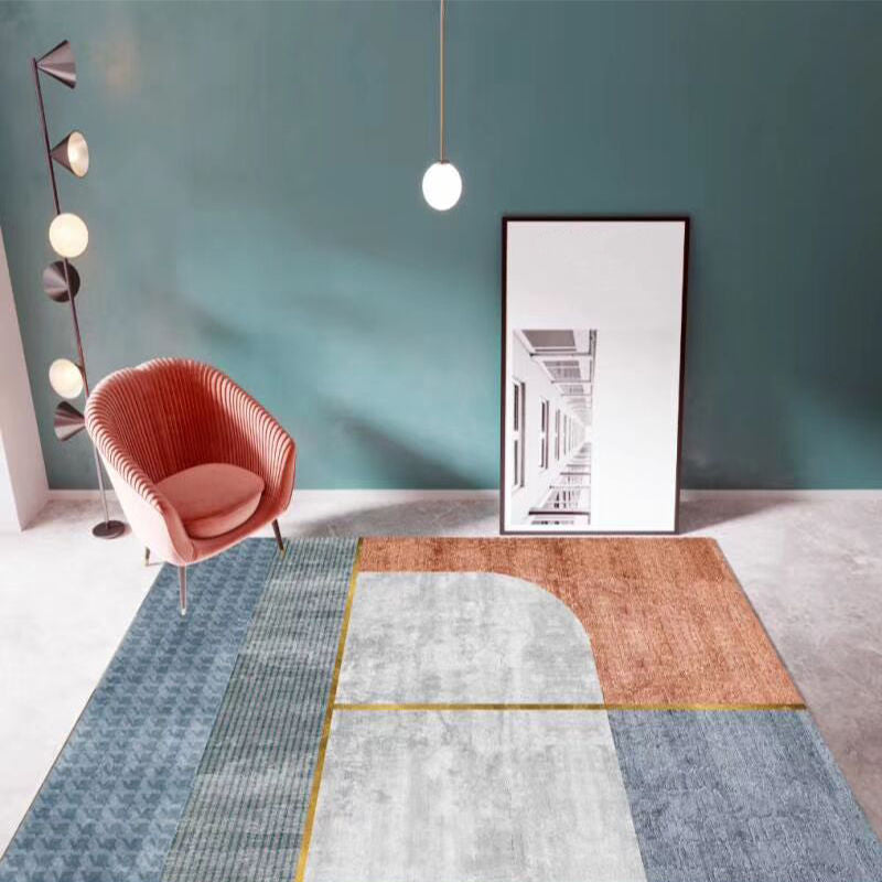 Dark Orange Circle Carpet Polyester Magnificent Carpet Washable Carpet for Home Decor