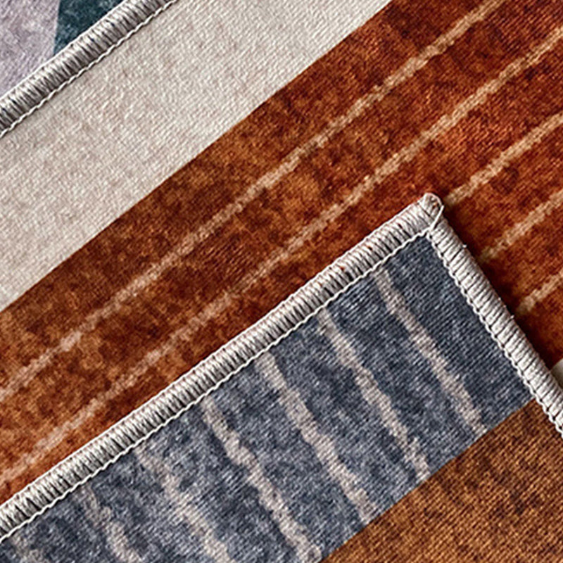 Dark Orange Circle Carpet Polyester Magnificent Carpet Washable Carpet for Home Decor