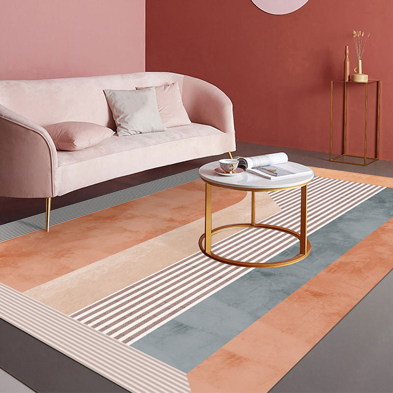 Dark Orange Circle Carpet Polyester Magnificent Carpet Washable Carpet for Home Decor