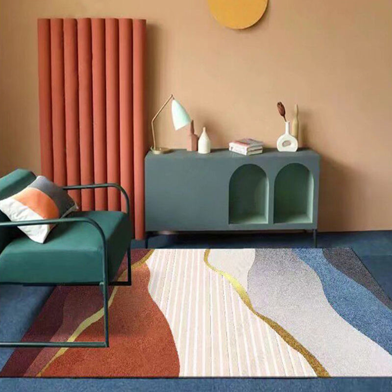 Dark Orange Circle Carpet Polyester Magnificent Carpet Washable Carpet for Home Decor