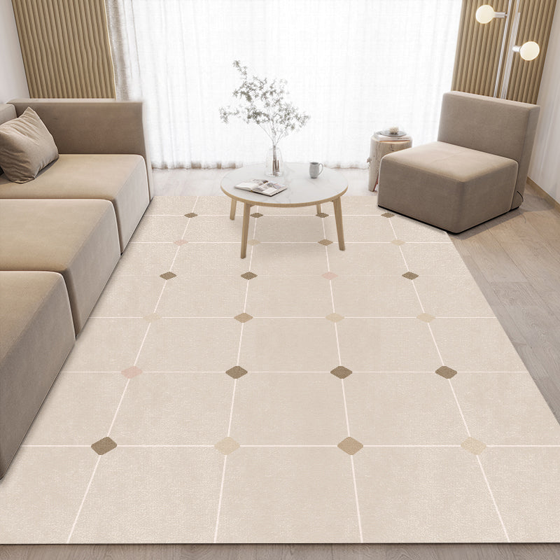 Apricot Casual Rug Polyester Print Rug Stain Resistant Rug for Drawing Room