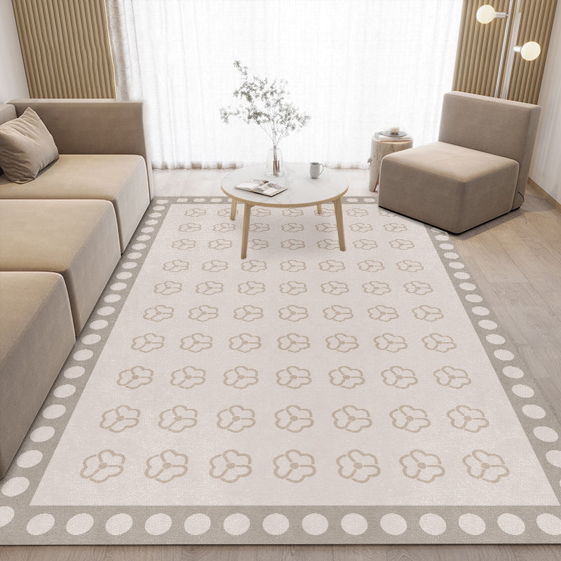 Apricot Casual Rug Polyester Print Rug Stain Resistant Rug for Drawing Room