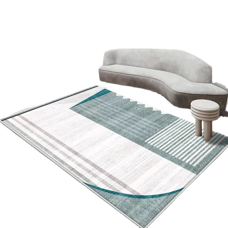 White Simple Rug Polyester Pattern Rug Stain Resistant Rug for Drawing Room