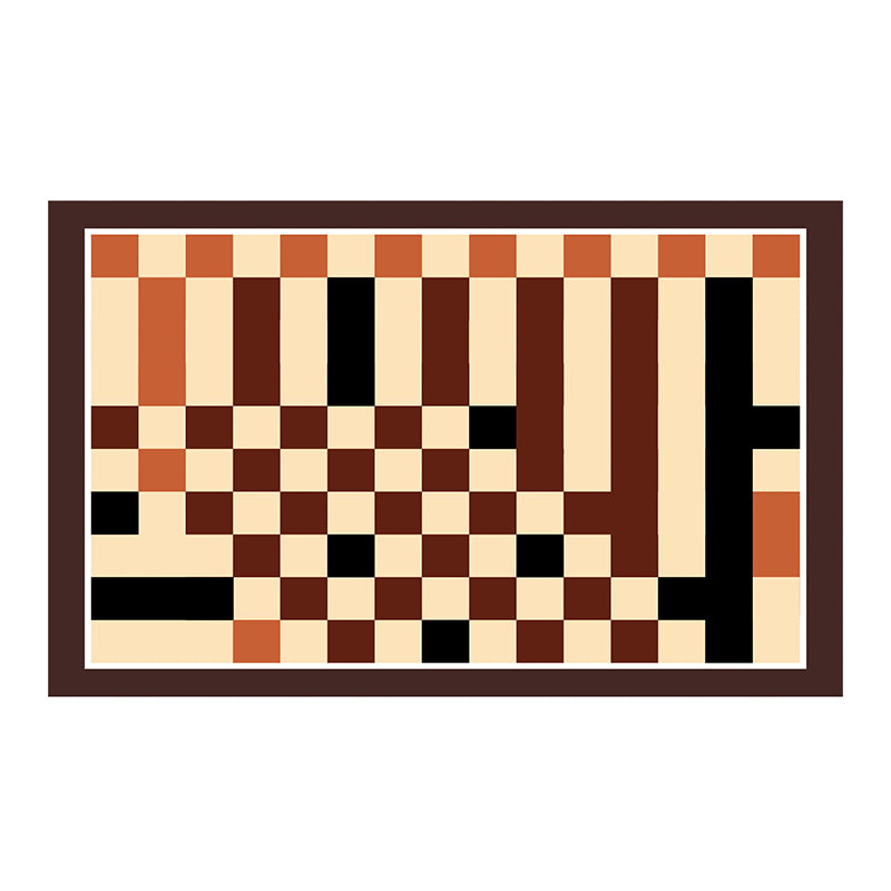 Sapphire Blue Modern Rug Polyester Grid Rug Washable Rug for Living Room