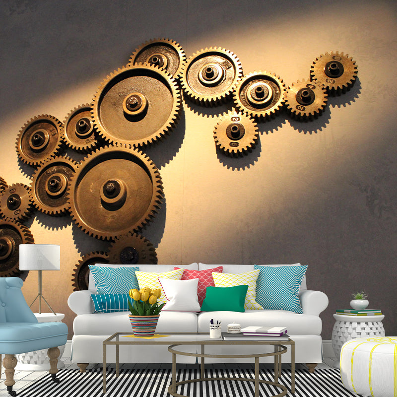 Metal Gear Photography Stain Resistant Wallpaper Living Room Wall Mural