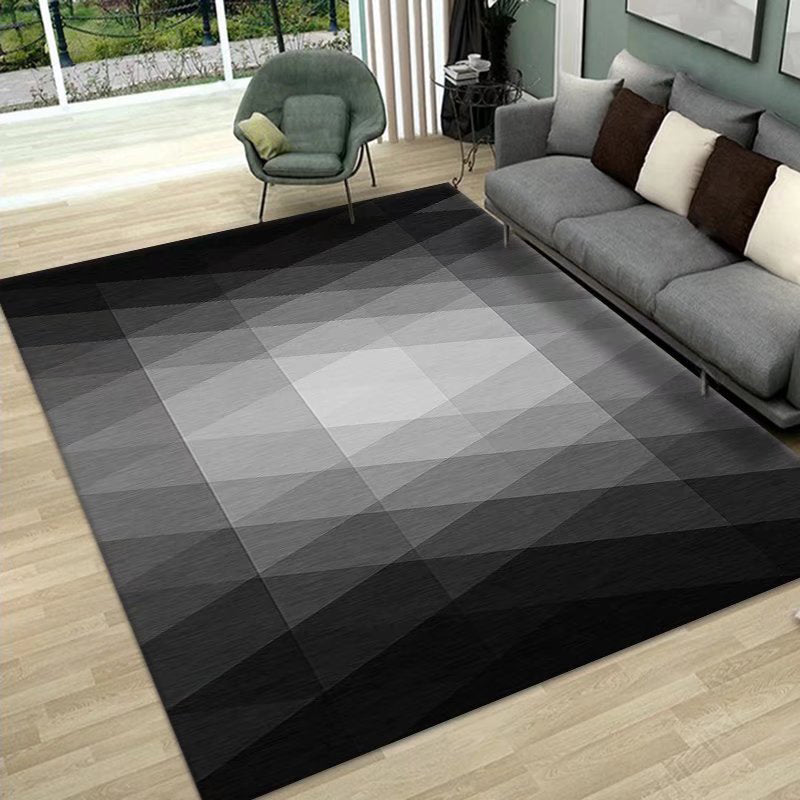 Black Lozenge Carpet Polyester Simple Carpet Non-Slip Backing Carpet for Drawing Room