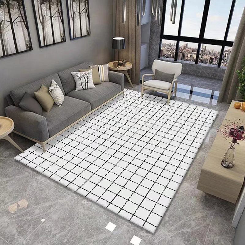 Black Lozenge Carpet Polyester Simple Carpet Non-Slip Backing Carpet for Drawing Room