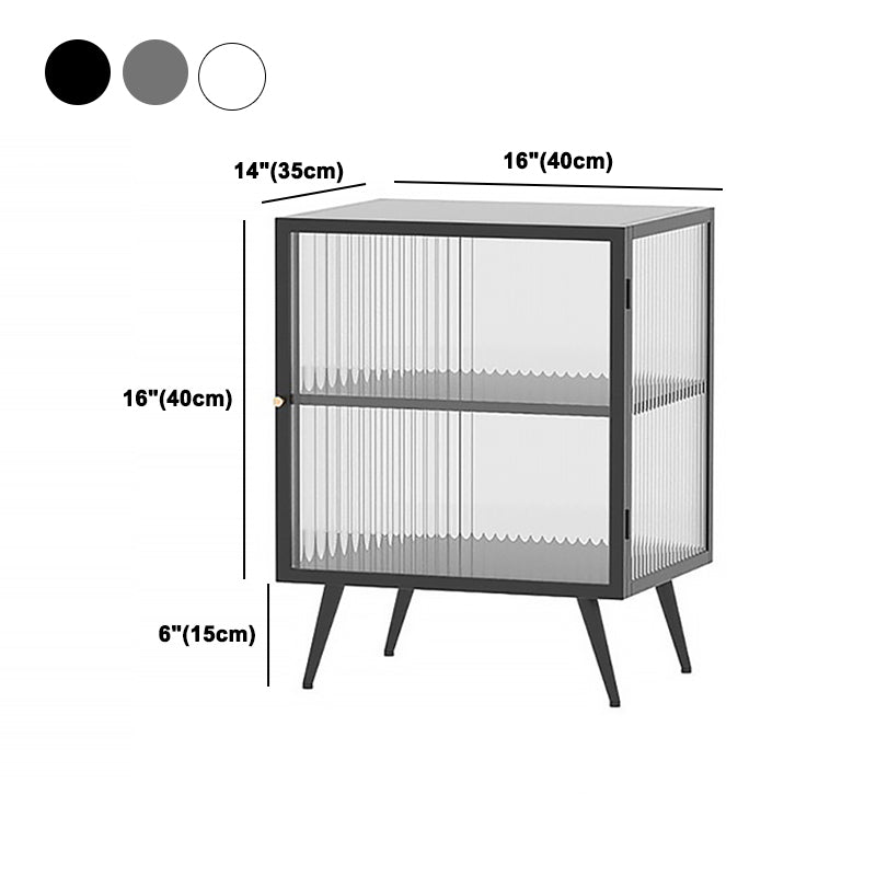 21'' Tall 1-shelf Accent Table Nightstand Modern Metal Nightstand in White/Black